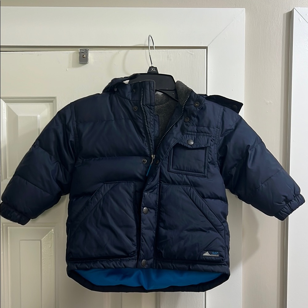 GAP Blue Puffer Jacket with Hood and Insulation